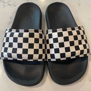 Vans Black and White Checkerboard Slide Sandals